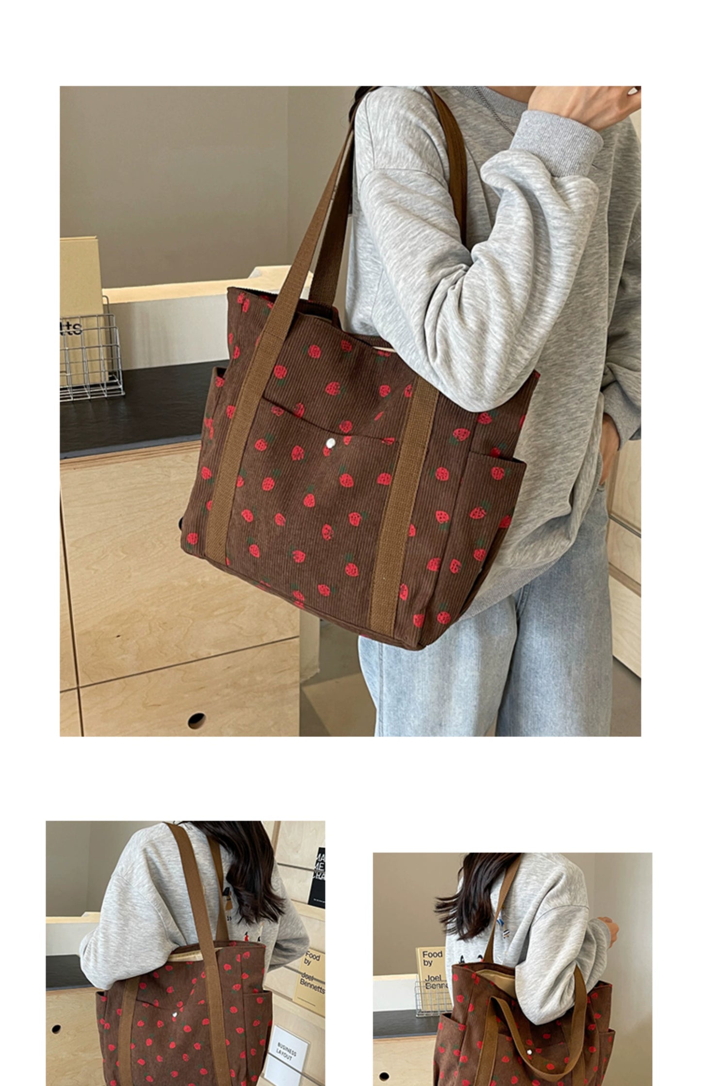 Strawberry Summer Little Fresh Canvas Easiest for Match Shoulder Bag - Just The Fly Way