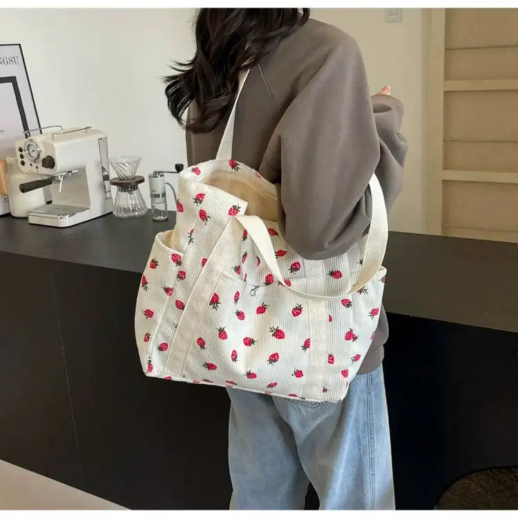 Strawberry Summer Little Fresh Canvas Easiest for Match Shoulder Bag - Just The Fly Way