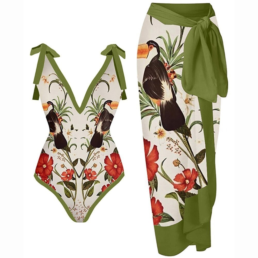 Fashion Self-Tie Dress Chiffon Niche Style One-Piece Swimsuit - Just The Fly Way