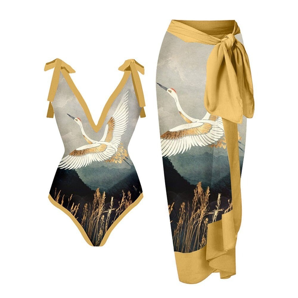 Fashion Self-Tie Dress Chiffon Niche Style One-Piece Swimsuit - Just The Fly Way