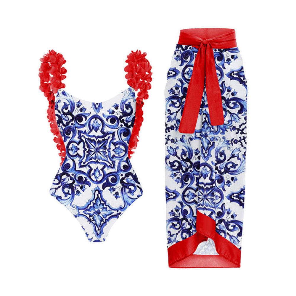 Fashion Self-Tie Dress Chiffon Niche Style One-Piece Swimsuit - Just The Fly Way