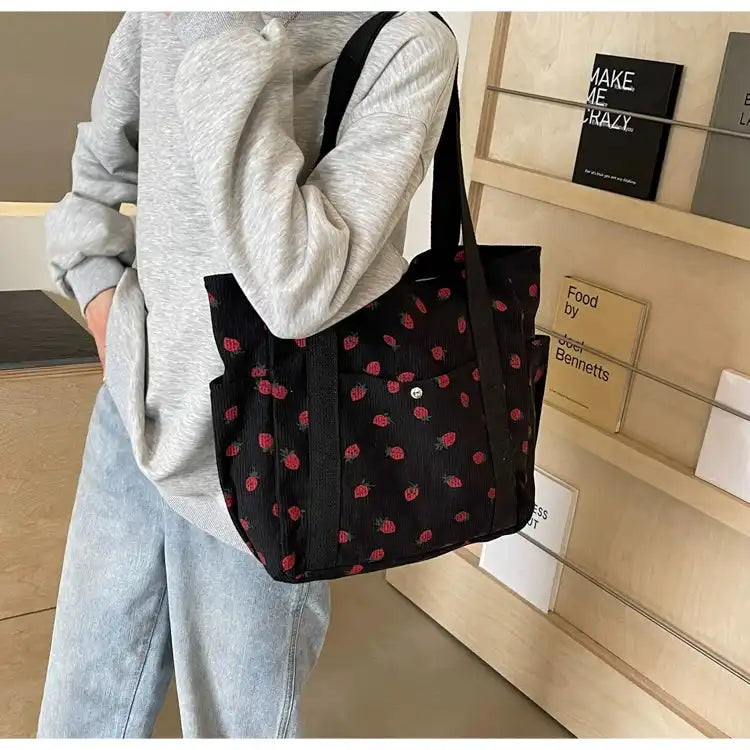 Strawberry Summer Little Fresh Canvas Easiest for Match Shoulder Bag - Just The Fly Way