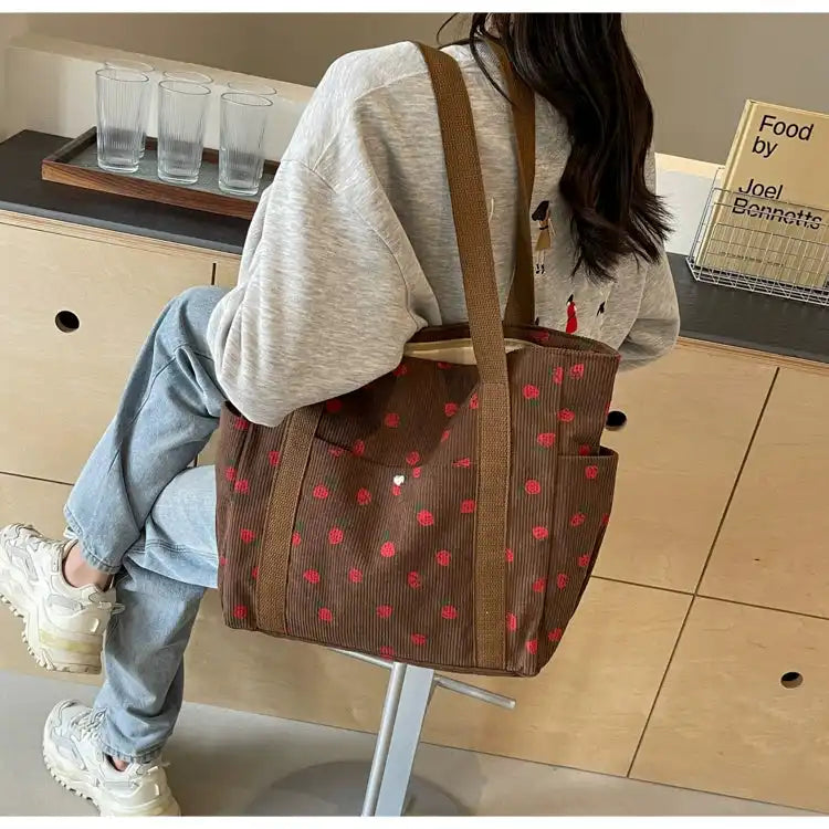 Strawberry Summer Little Fresh Canvas Easiest for Match Shoulder Bag - Just The Fly Way