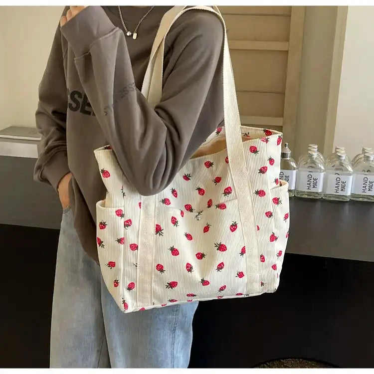 Strawberry Summer Little Fresh Canvas Easiest for Match Shoulder Bag - Just The Fly Way