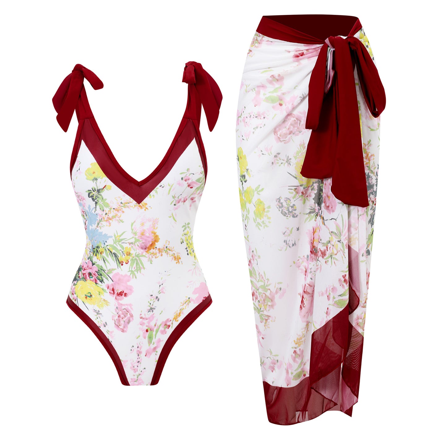 Fashion Self-Tie Dress Chiffon Niche Style One-Piece Swimsuit - Just The Fly Way
