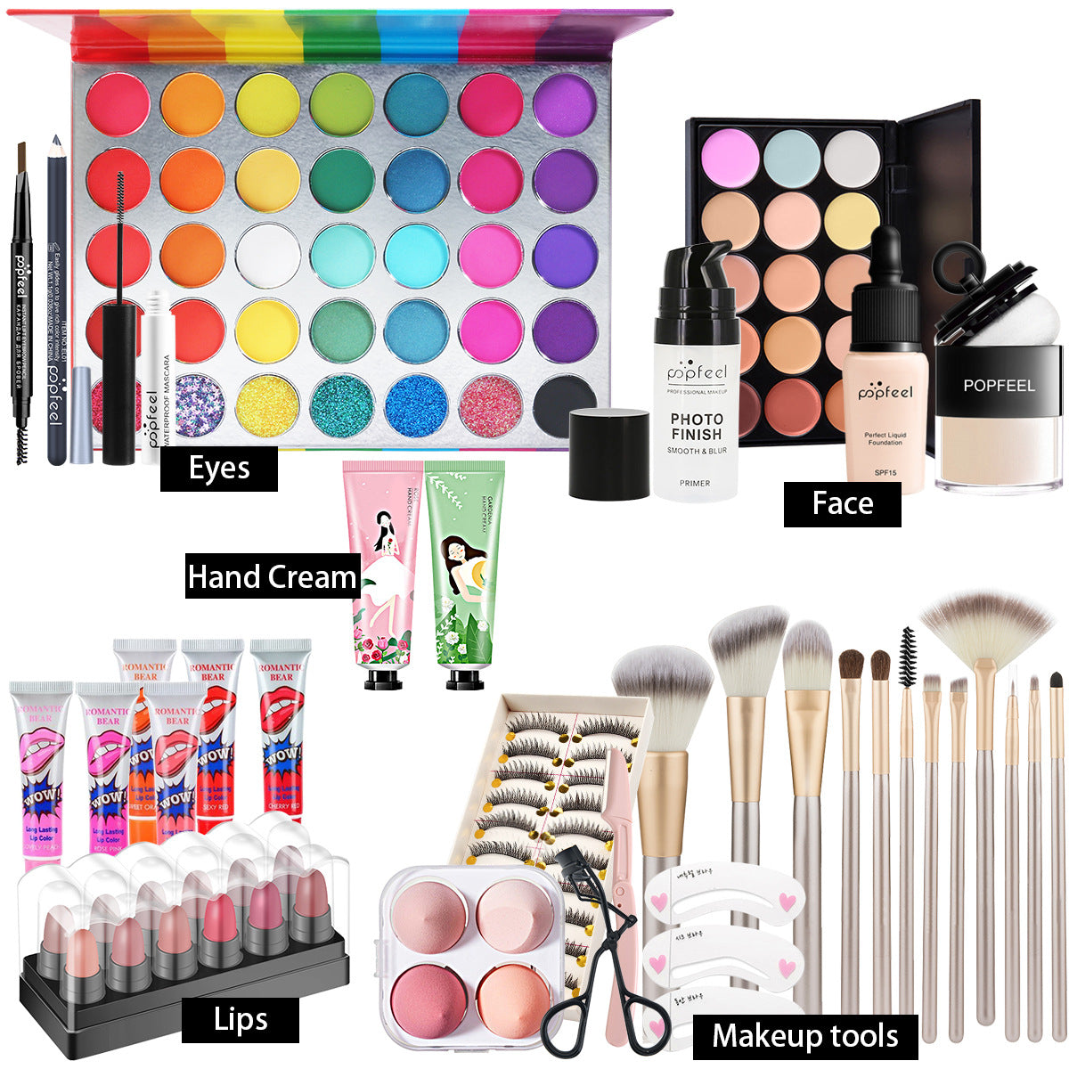 Fashionable, Bold and Beautiful DressPOPFEEL All-in-One Makeup Kit Gift Set with Eyeshadow Palette Foundation Lip Gloss Blush Brushes Eyeliner and More Beauty Gifts