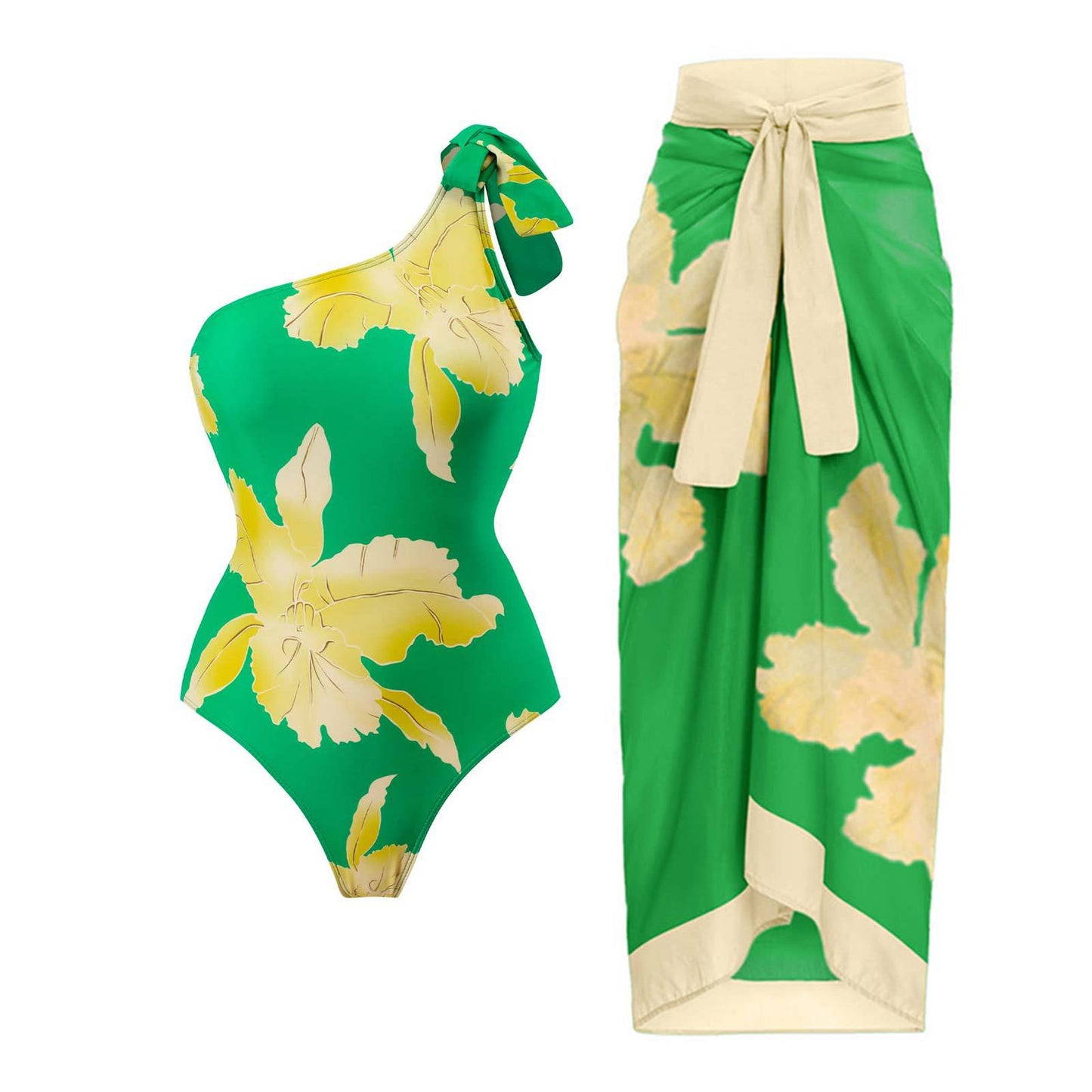 Fashion Self-Tie Dress Chiffon Niche Style One-Piece Swimsuit - Just The Fly Way