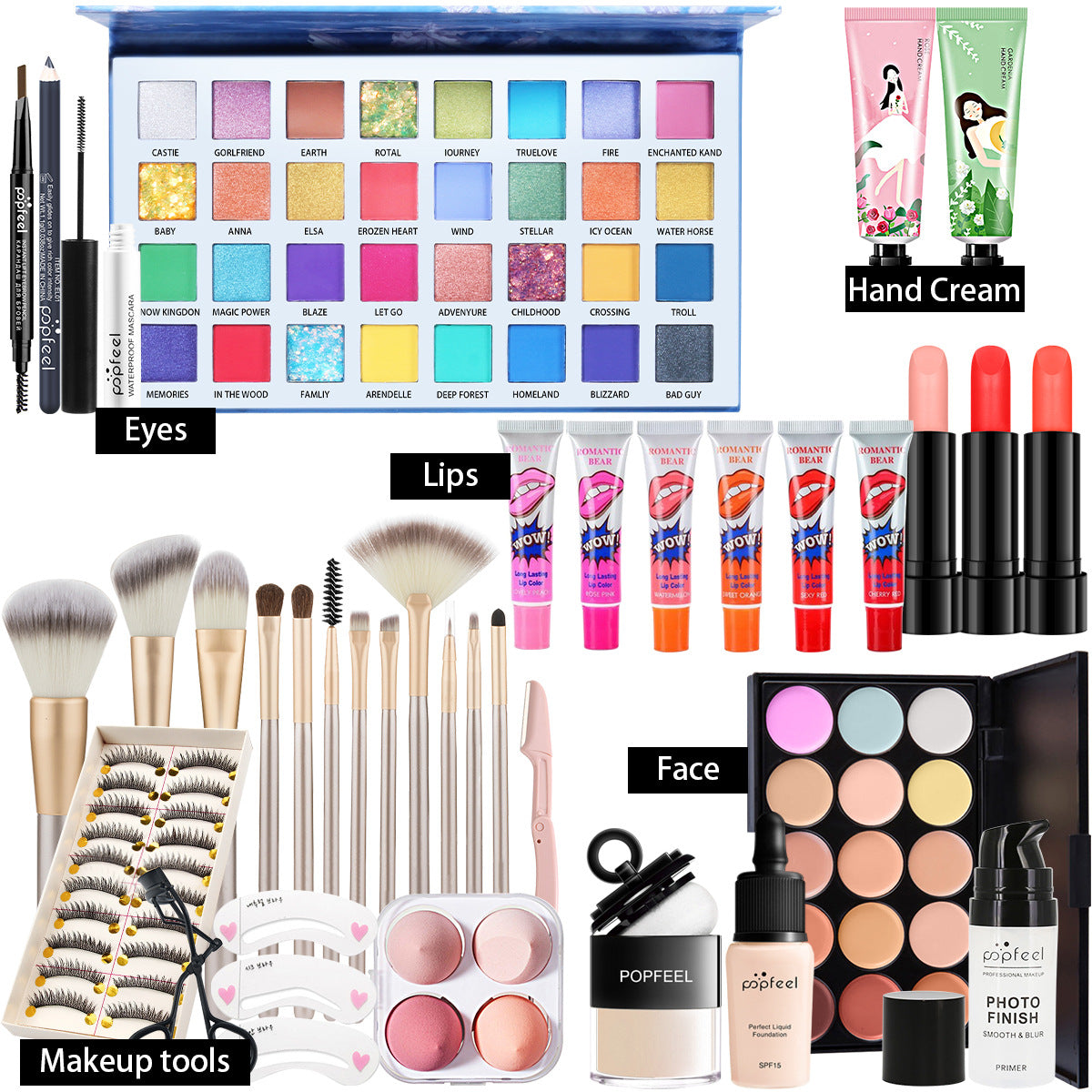 Fashionable, Bold and Beautiful DressPOPFEEL All-in-One Makeup Kit Gift Set with Eyeshadow Palette Foundation Lip Gloss Blush Brushes Eyeliner and More Beauty Gifts