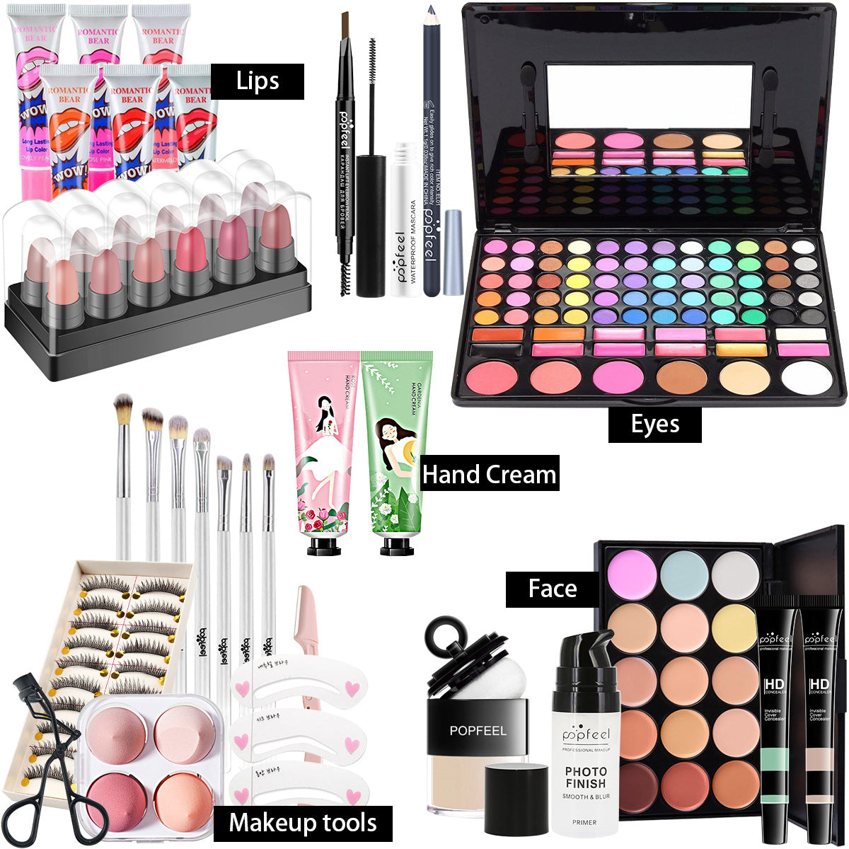 Fashionable, Bold and Beautiful DressPOPFEEL All-in-One Makeup Kit Gift Set with Eyeshadow Palette Foundation Lip Gloss Blush Brushes Eyeliner and More Beauty Gifts