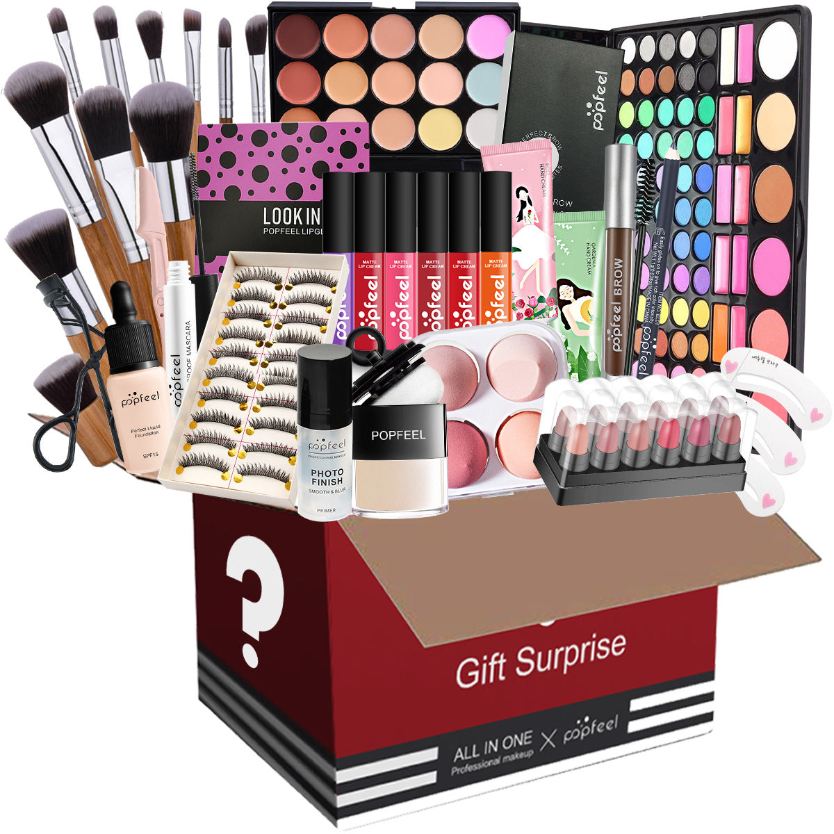 Fashionable, Bold and Beautiful DressPOPFEEL All-in-One Makeup Kit Gift Set with Eyeshadow Palette Foundation Lip Gloss Blush Brushes Eyeliner and More Beauty Gifts