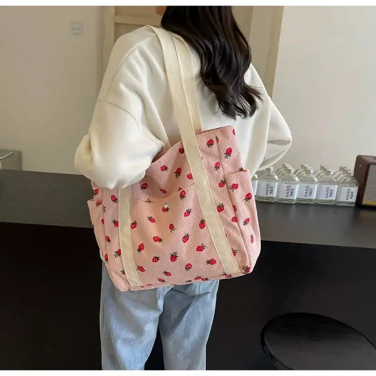 Strawberry Summer Little Fresh Canvas Easiest for Match Shoulder Bag - Just The Fly Way