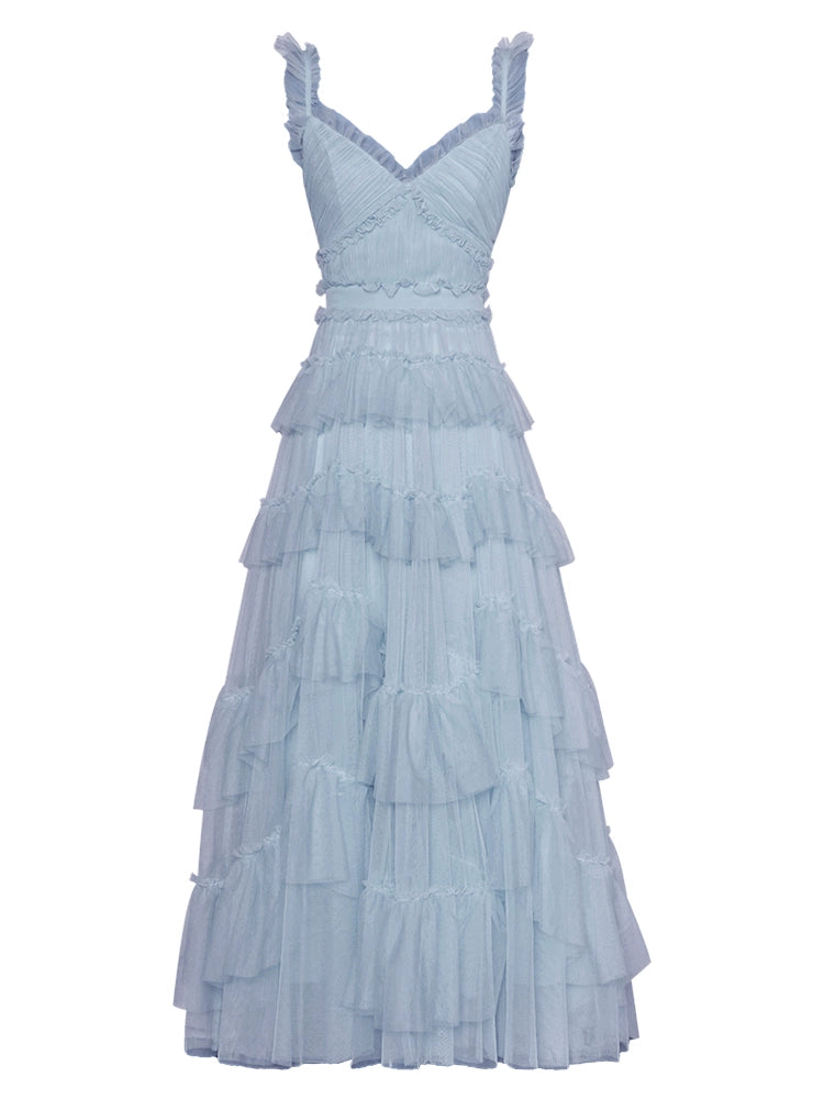 Backless Gauzy Formal Swing Dress Cake Summer Suspender Skirt
