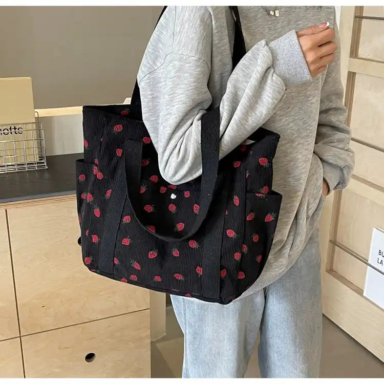 Strawberry Summer Little Fresh Canvas Easiest for Match Shoulder Bag - Just The Fly Way