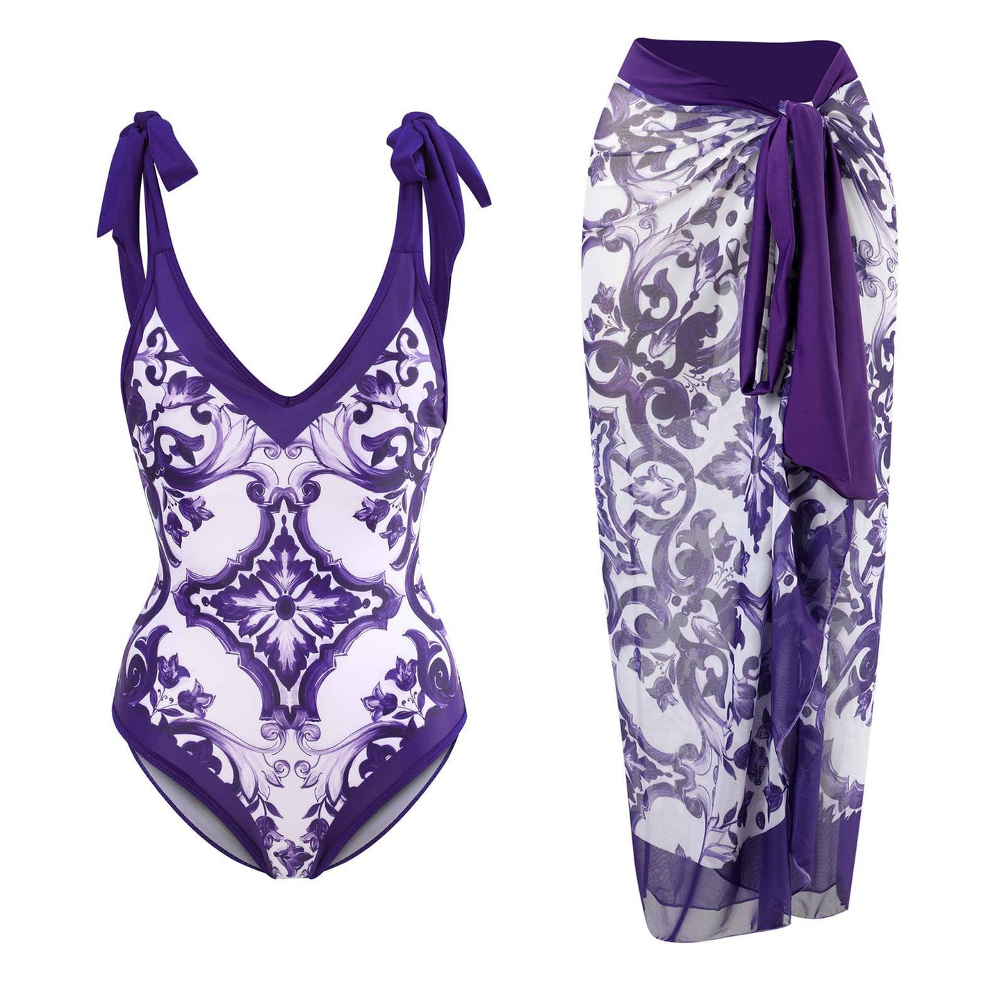 Fashion Self-Tie Dress Chiffon Niche Style One-Piece Swimsuit - Just The Fly Way