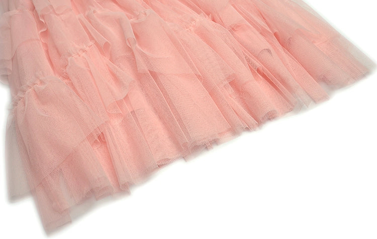 Backless Gauzy Formal Swing Dress Cake Summer Suspender Skirt