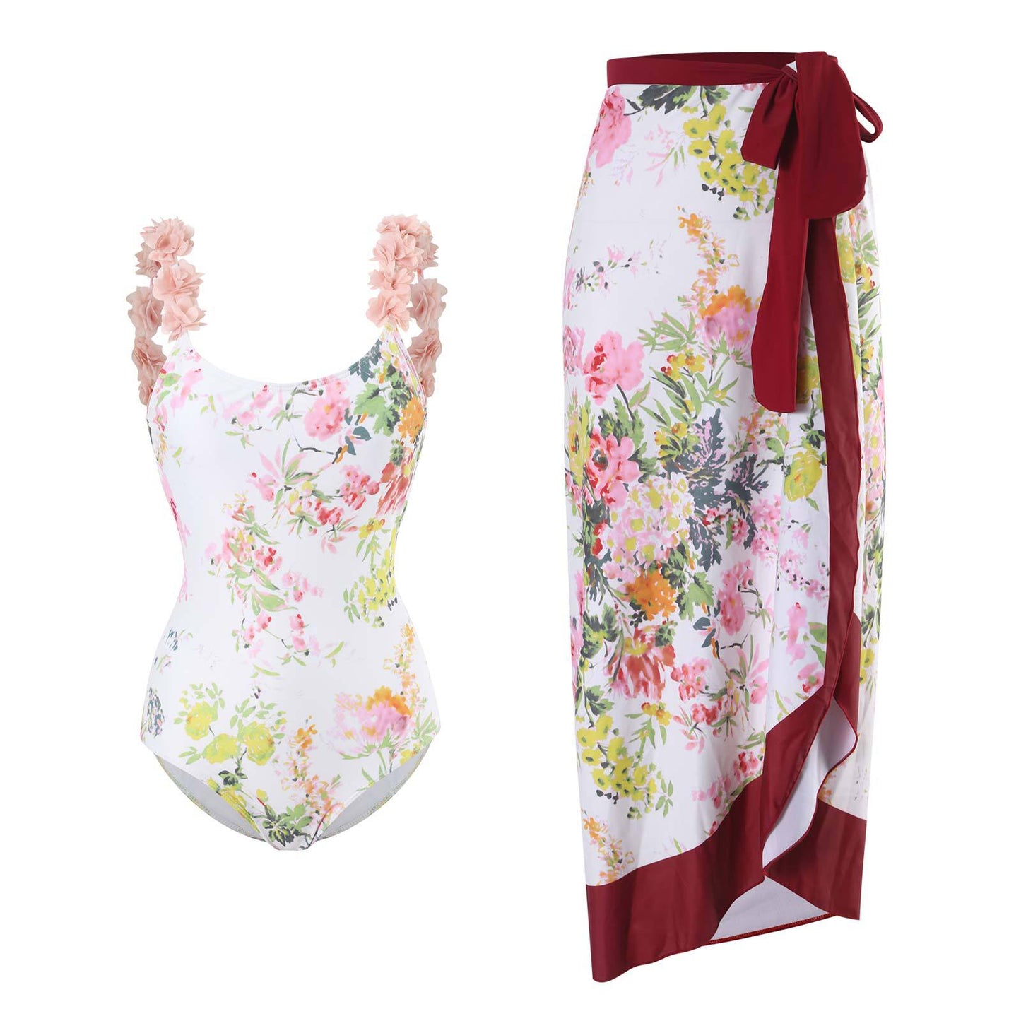 Fashion Self-Tie Dress Chiffon Niche Style One-Piece Swimsuit - Just The Fly Way