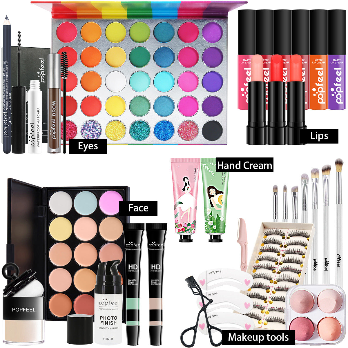 Fashionable, Bold and Beautiful DressPOPFEEL All-in-One Makeup Kit Gift Set with Eyeshadow Palette Foundation Lip Gloss Blush Brushes Eyeliner and More Beauty Gifts
