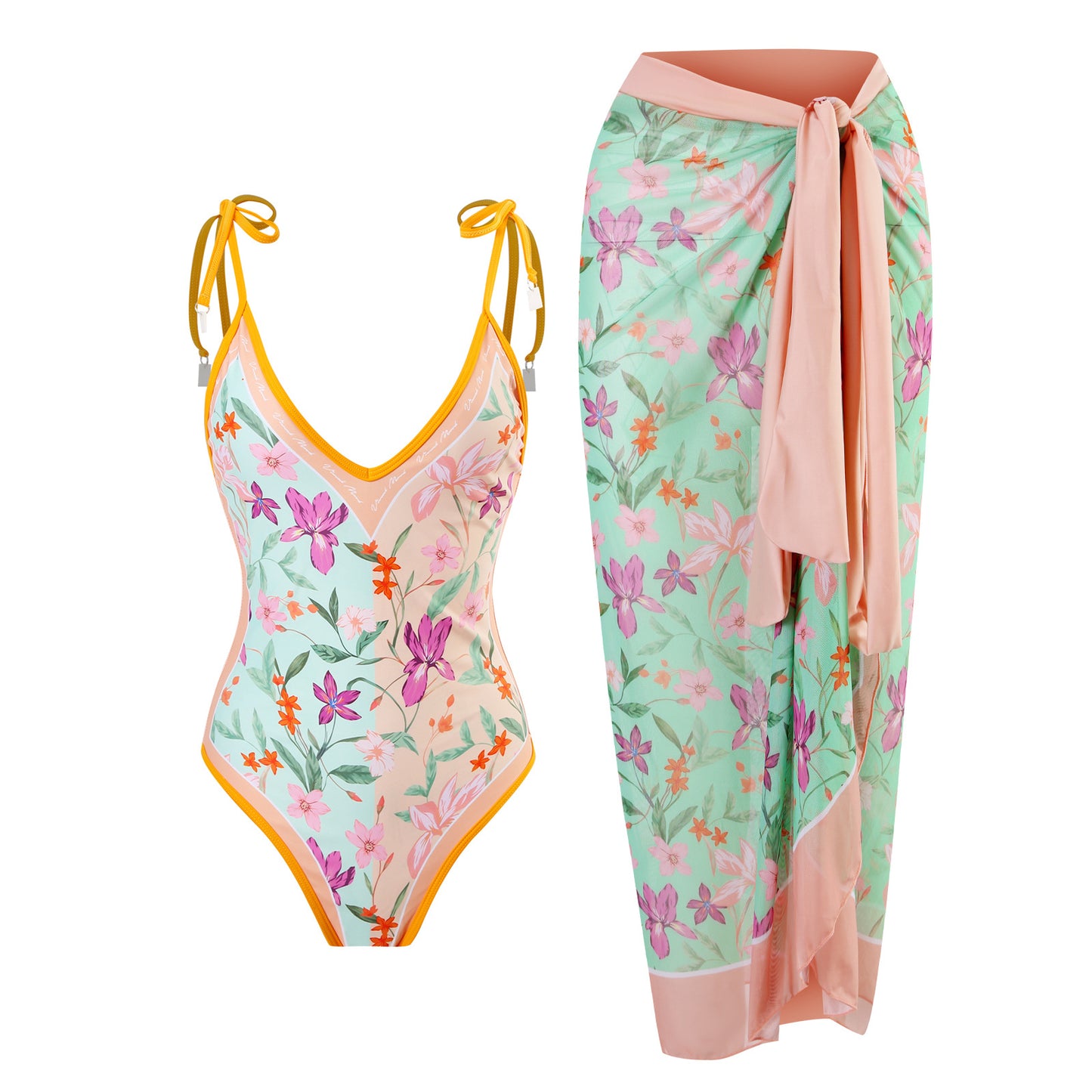 Fashion Self-Tie Dress Chiffon Niche Style One-Piece Swimsuit - Just The Fly Way