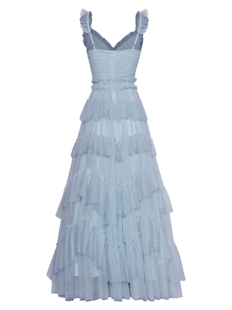 Backless Gauzy Formal Swing Dress Cake Summer Suspender Skirt
