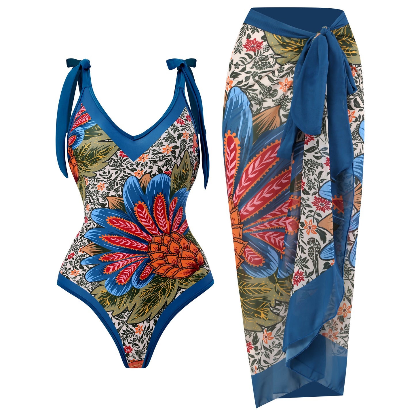 Fashion Self-Tie Dress Chiffon Niche Style One-Piece Swimsuit - Just The Fly Way