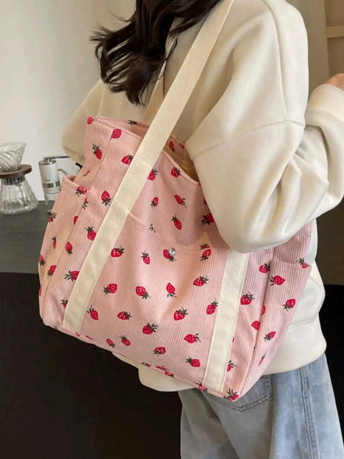 Strawberry Summer Little Fresh Canvas Easiest for Match Shoulder Bag - Just The Fly Way