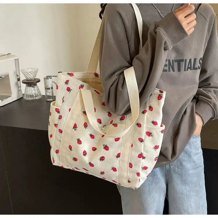 Strawberry Summer Little Fresh Canvas Easiest for Match Shoulder Bag - Just The Fly Way