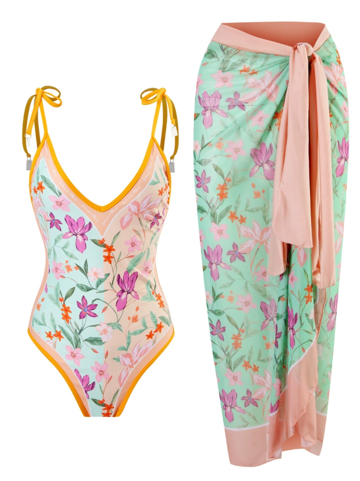 Fashion Self-Tie Dress Chiffon Niche Style One-Piece Swimsuit - Just The Fly Way