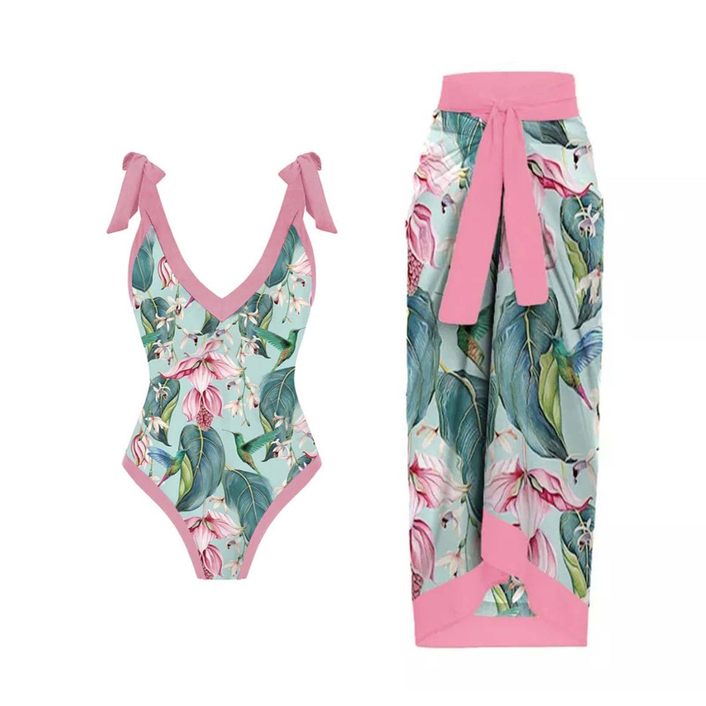 Fashion Self-Tie Dress Chiffon Niche Style One-Piece Swimsuit - Just The Fly Way