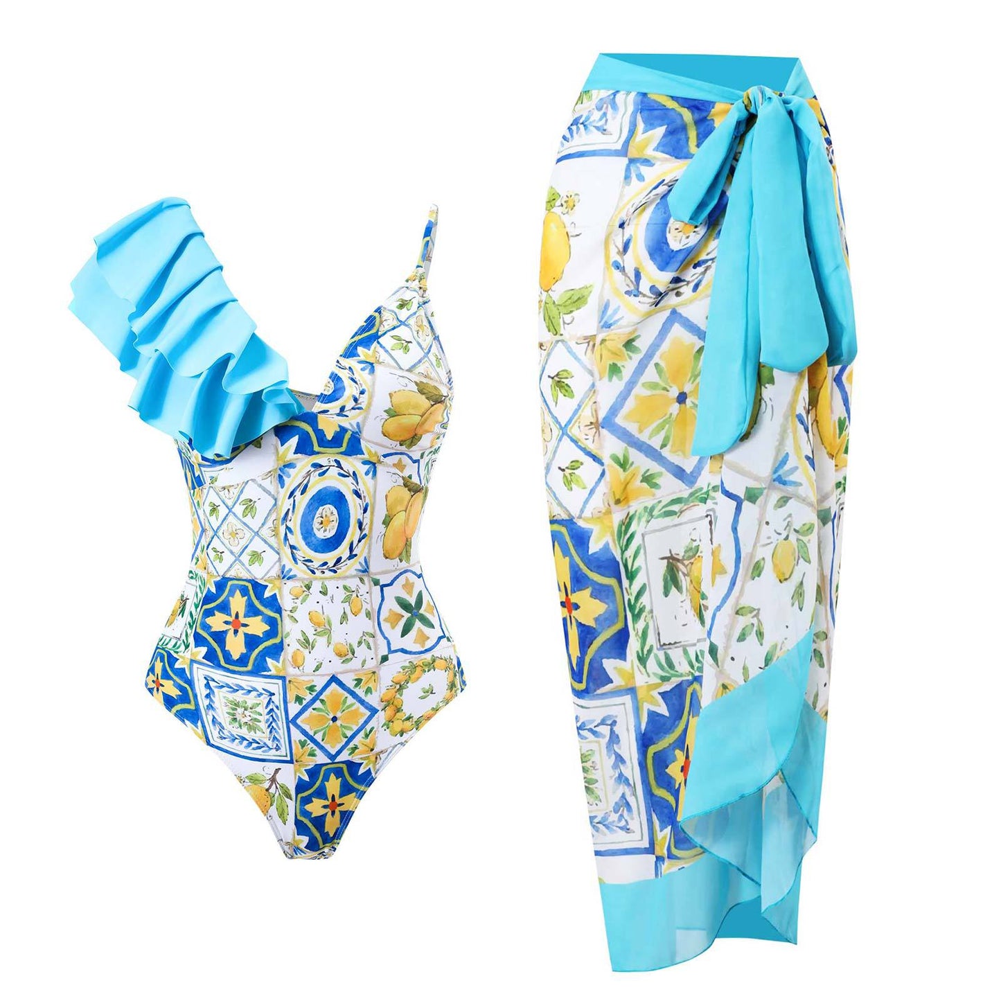 Fashion Self-Tie Dress Chiffon Niche Style One-Piece Swimsuit - Just The Fly Way