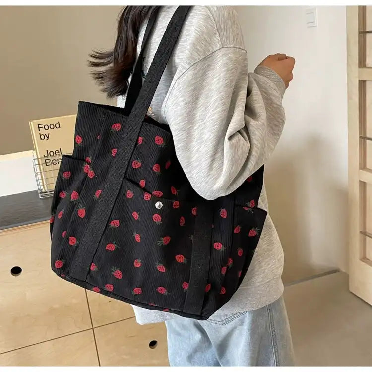 Strawberry Summer Little Fresh Canvas Easiest for Match Shoulder Bag - Just The Fly Way
