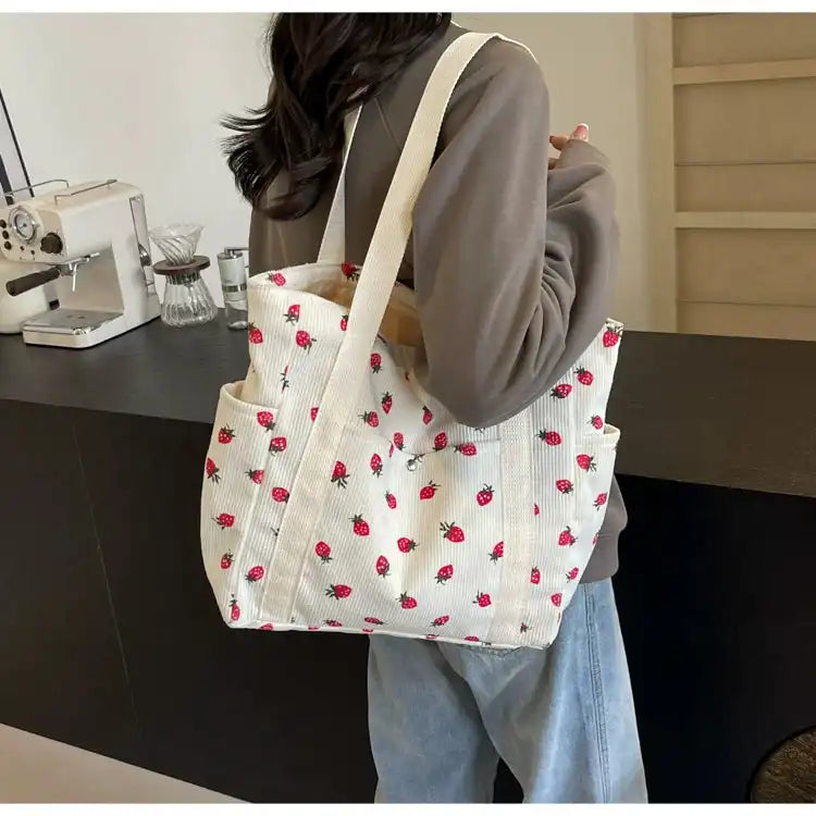 Strawberry Summer Little Fresh Canvas Easiest for Match Shoulder Bag - Just The Fly Way