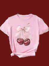 Add a Splash of Fun to Your Wardrobe with This Playful T-Shirt Featuring a Charming Cherry Print and a Sweet Southern Couture Bow - Just The Fly Way