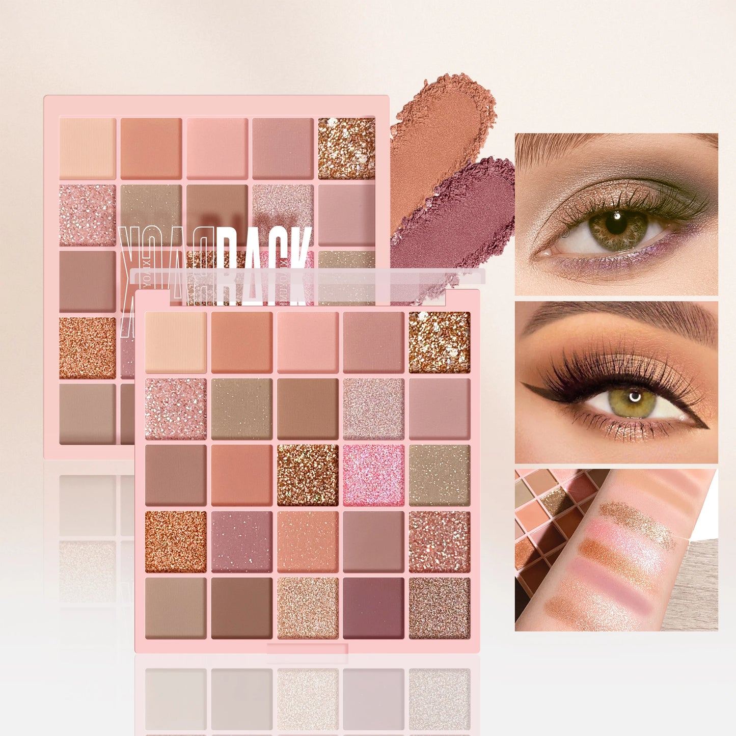 Fashionable, Bold and Beautiful Dress25 Colors Eyeshadow Palette High Gloss Cement Grey Rose Brown Color Tone Matte Glitter Daily Makeup Dry Rose Eyeshadow For Music