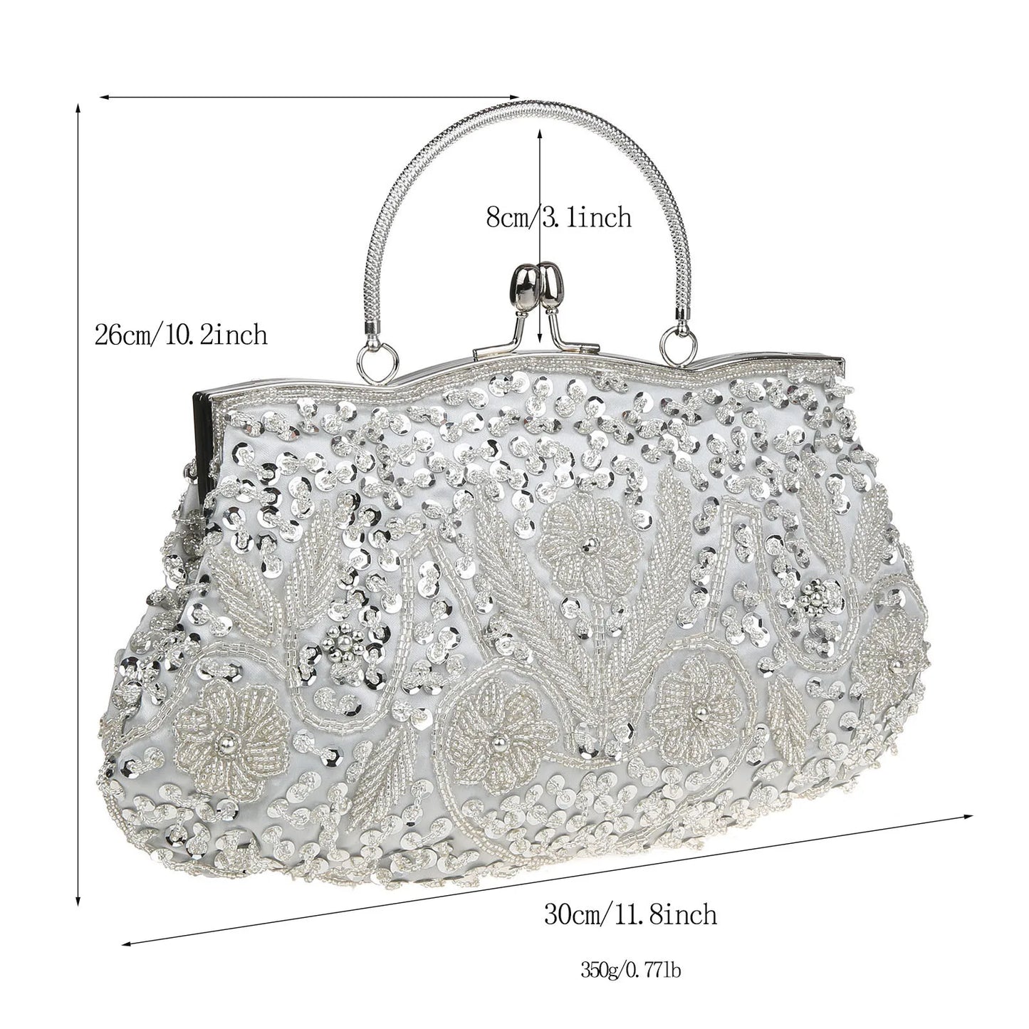 Women's Retro Small Totes Evening Bags Beaded Embroidered Ladies Clutch Purse Shoulder Chain Wedding Party Handbags Bags Purses - Just The Fly Way