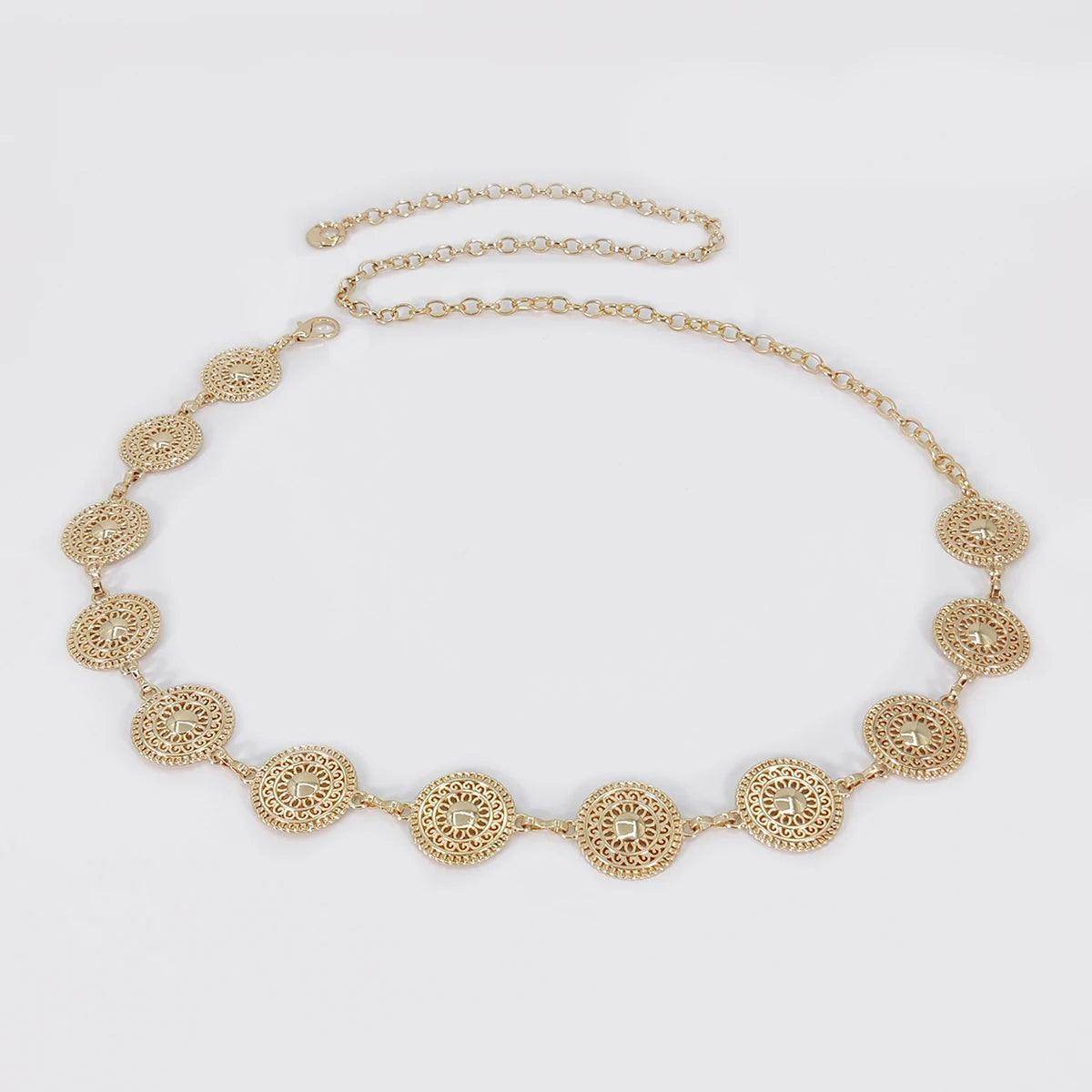 Boho Hollow Out Metal Round Chain Belt - Just The Fly Way