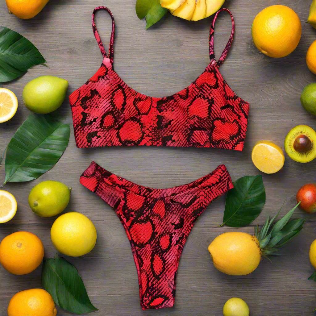 Animal Print Classic Bikini, Push Up Top, Brazilian Cut Bottom Bikini Set - Just The Fly Way