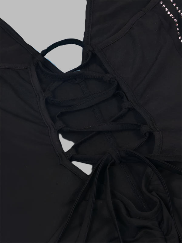 Shine Like A Star With This Elegant Deep-plunge Halter Romper - Just The Fly Way