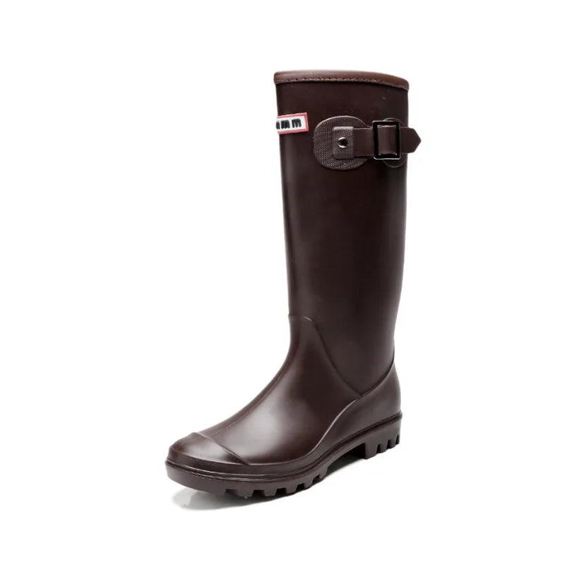Women's Rain Boots, New Anti-slip, High Boots, Solid Color, Waterproof Footwear - Just The Fly Way