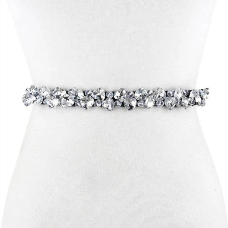 Accessories Fashion Crystal Belt, Elastic Black, with Gold, Black, or White Belt - Just The Fly Way