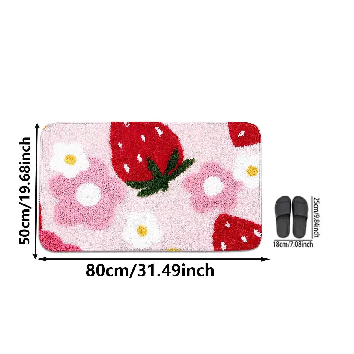 Charming Three-Piece Strawberry Bathroom Rug Set for a Delightful Decor Upgrade - Just The Fly Way