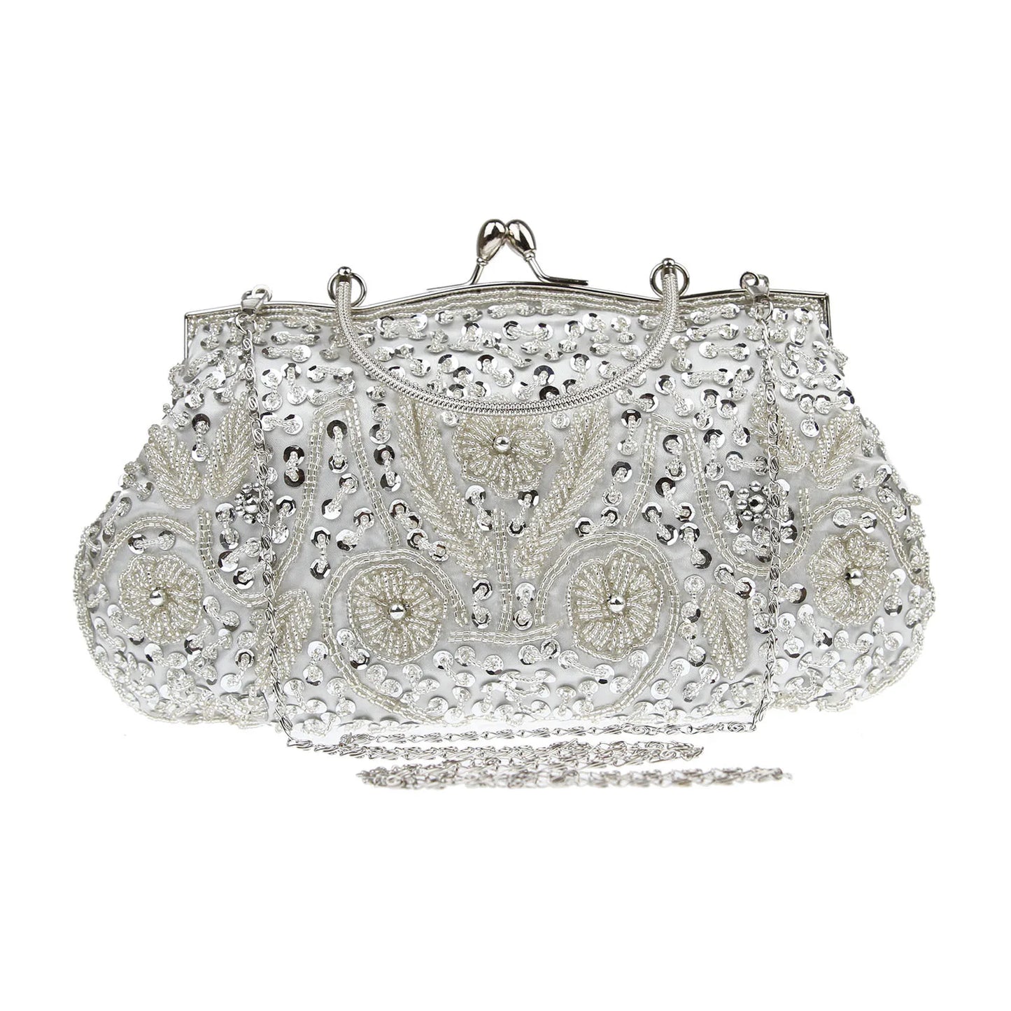 Women's Retro Small Totes Evening Bags Beaded Embroidered Ladies Clutch Purse Shoulder Chain Wedding Party Handbags Bags Purses - Just The Fly Way