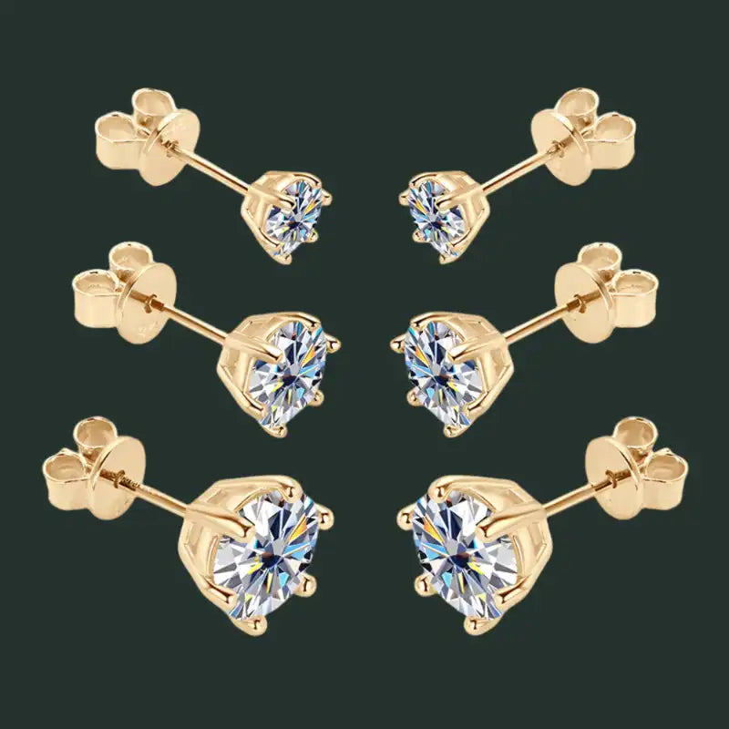 Shine Bright Moissanite Stud Earrings for Men & Women in 18K Gold-Plated Silver - Perfect for Weddings & Special Occasions - Just The Fly Way