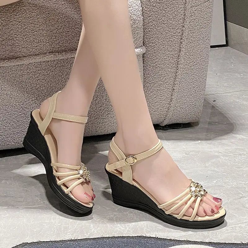 Woman Shoes Open Toe Platform Black Sandals for Women Vintage Chic and Elegant Vip Original Daily Anti Slip Hot Casual Designer - Just The Fly Way