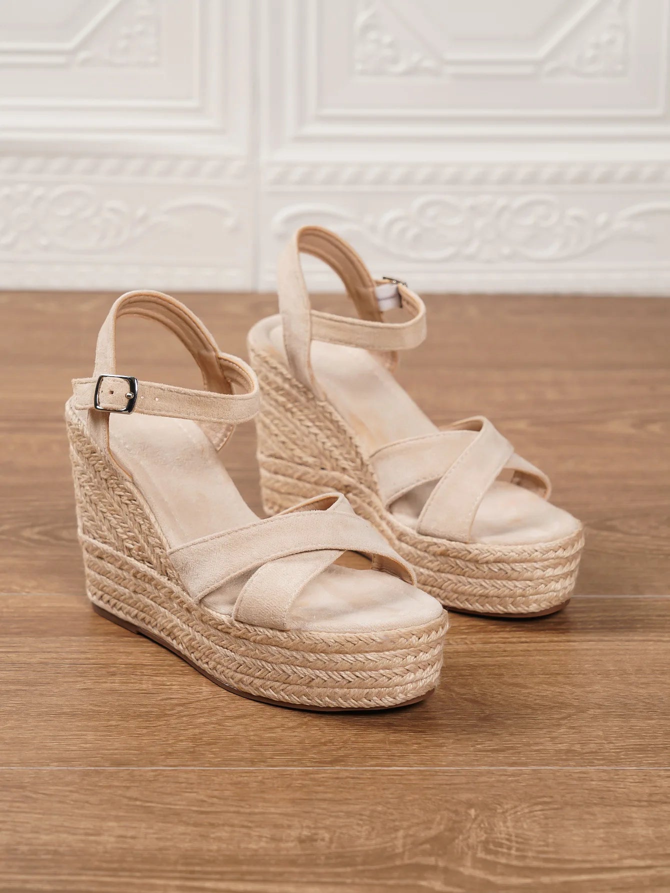 Women's Suede Wedge Peep-toe Bohemian Platform Sandals