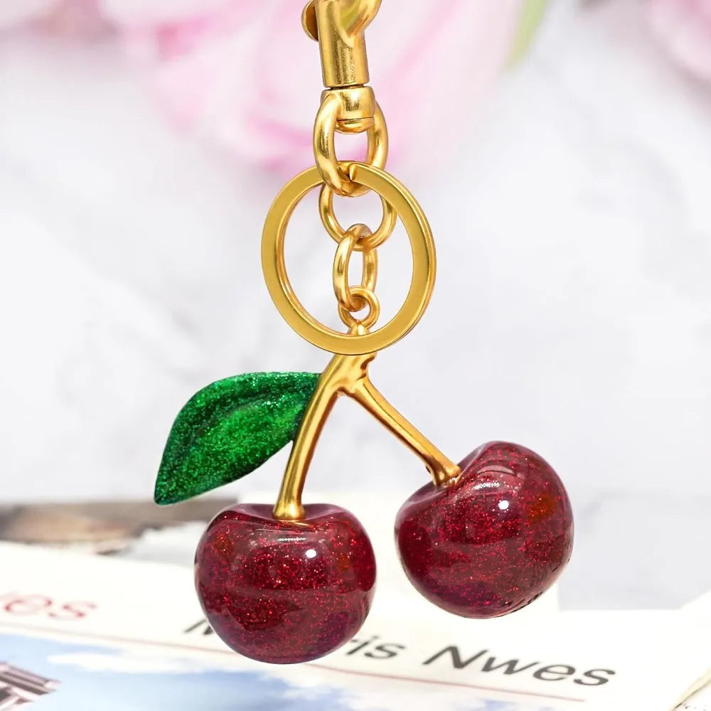 Cherry Keychain for Women Apple Strawberry Bag Charm Key Chain Accessories Gifts for Birthday Christmas - Just The Fly Way