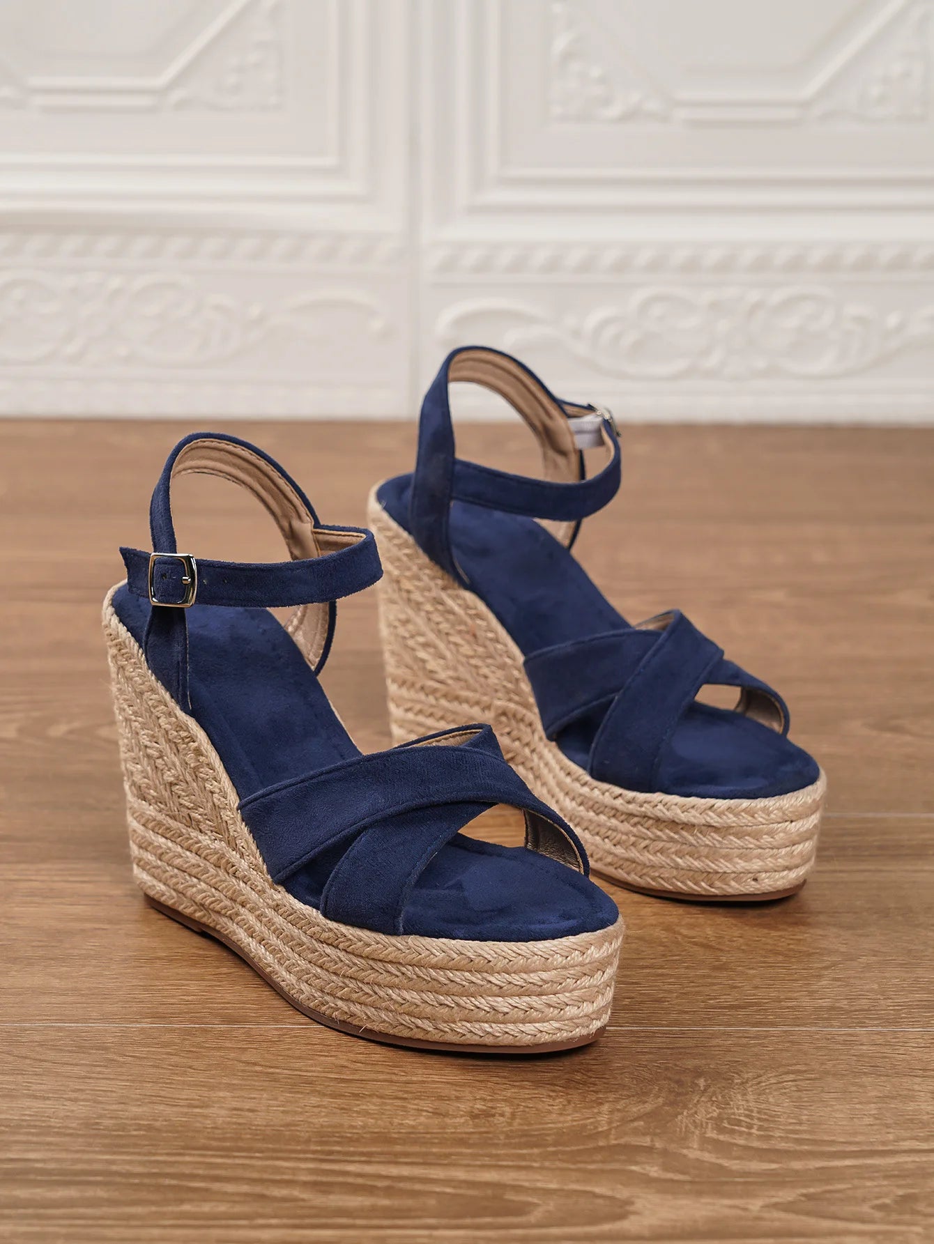 Women's Suede Wedge Peep-toe Bohemian Platform Sandals