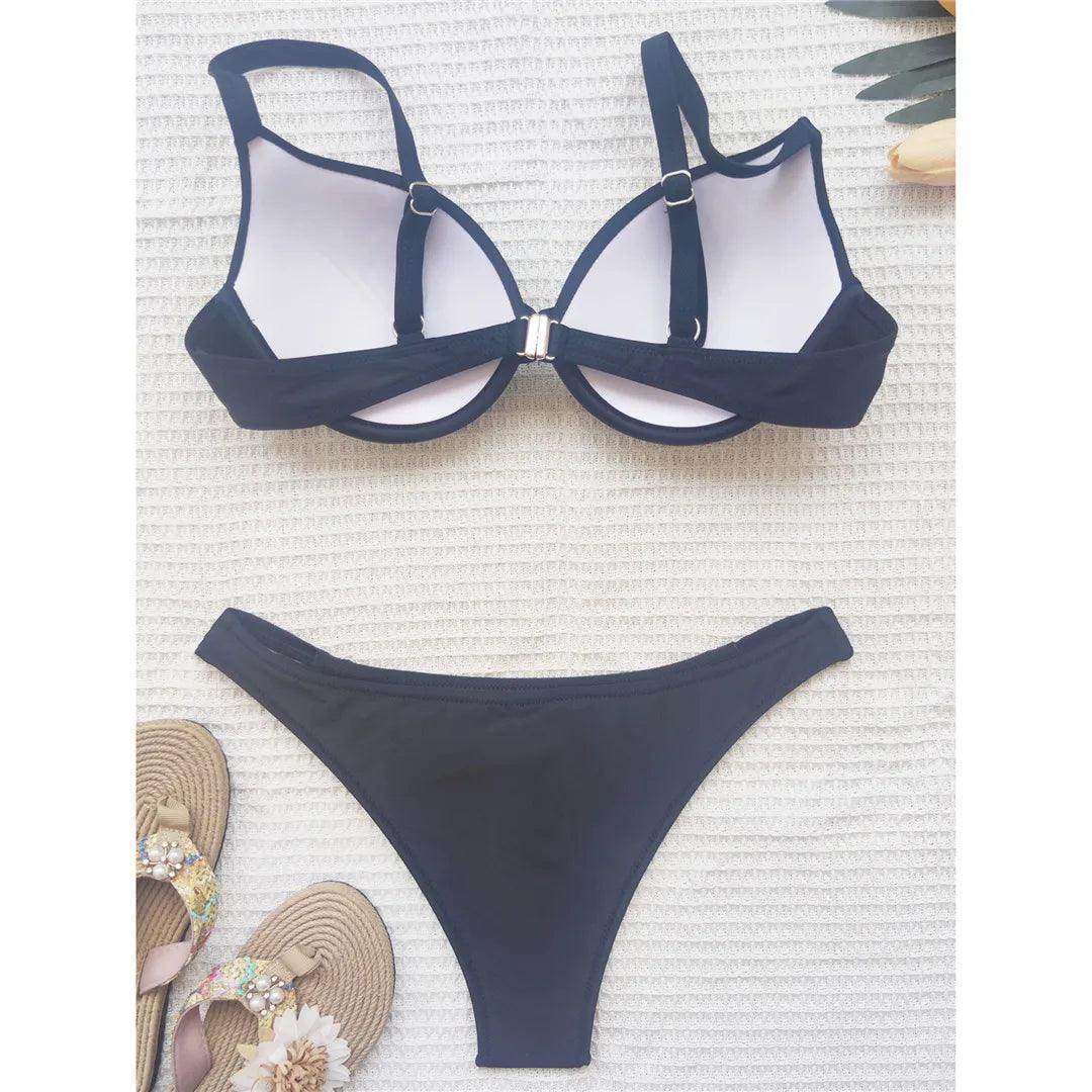 Chic Underwired Bikini Set with Brazilian Cut Bottom - Just The Fly Way