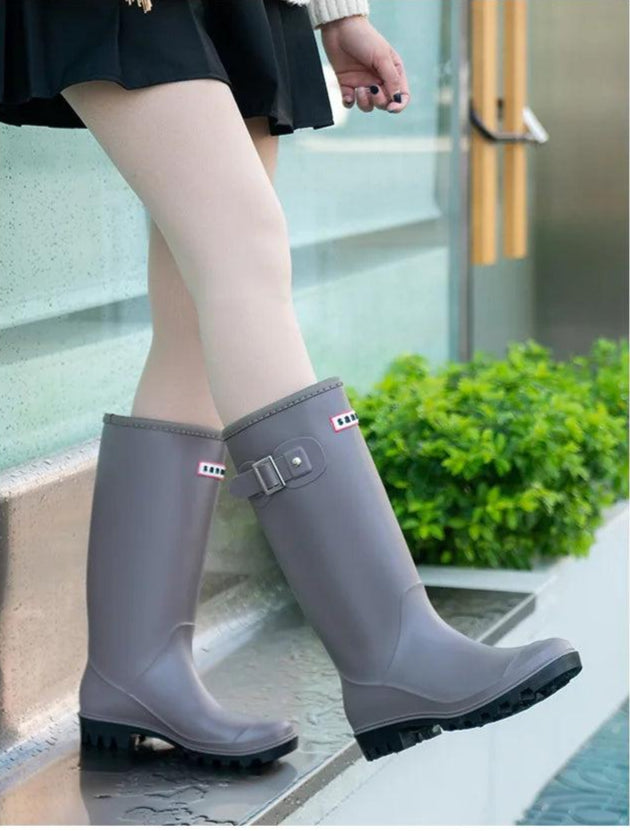 Women's Rain Boots, New Anti-slip, High Boots, Solid Color, Waterproof Footwear - Just The Fly Way