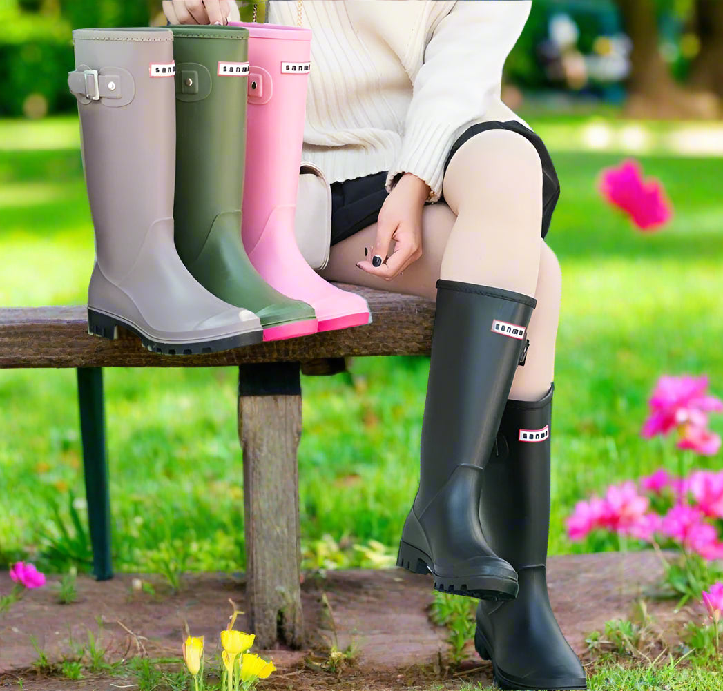 Women's Rain Boots, New Anti-slip, High Boots, Solid Color, Waterproof Footwear - Just The Fly Way