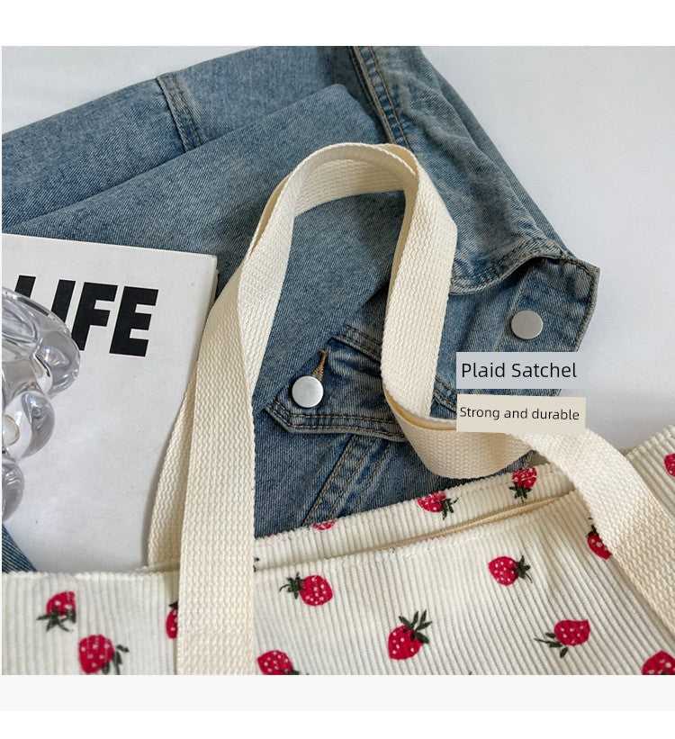 Strawberry Summer Little Fresh Canvas Easiest for Match Shoulder Bag - Just The Fly Way